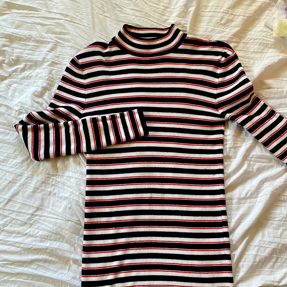 Forever 21 striped black and red long sleeved dress